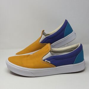 VANS Off The Wall Yellow Purple Blue Slip On  Comfy Shoes Store Model Size 13
